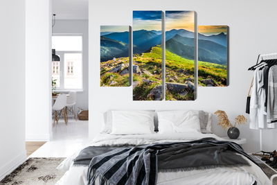 Ljuddämpande tavla - Sunset in the mountains 3d