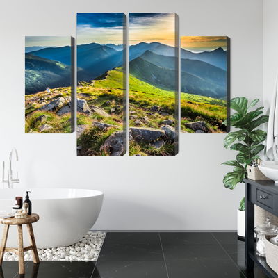 Ljuddämpande tavla - Sunset in the mountains 3d