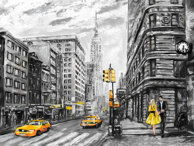 Ljuddämpande tavla - View of the street of new