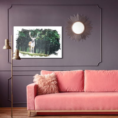 Ljuddämpande tavla - A deer in the forest painted