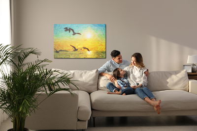 Ljuddämpande tavla - Birds on the sea