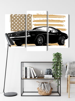 Ljuddämpande tavla - American muscle car with Usa