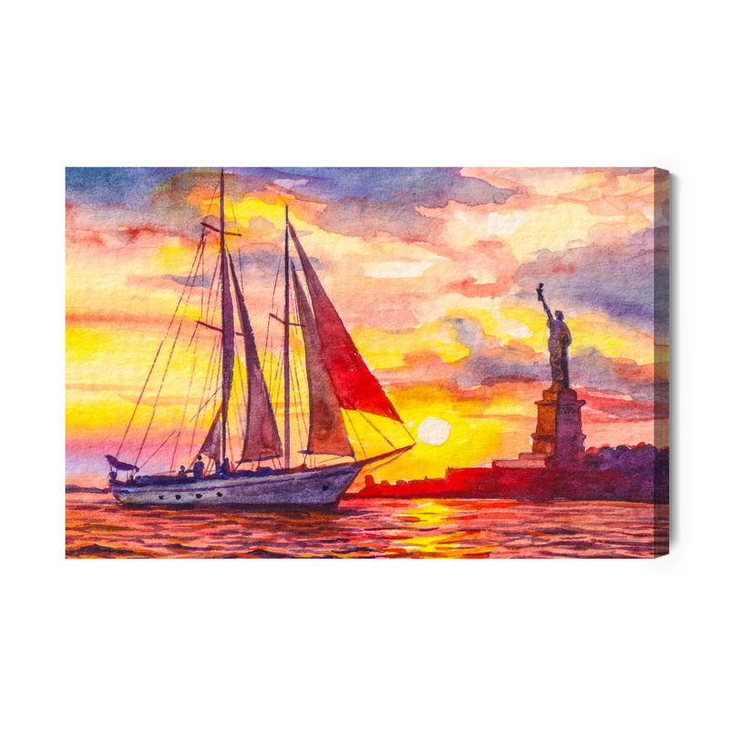 Ljuddämpande tavla - Sailboat and the statue