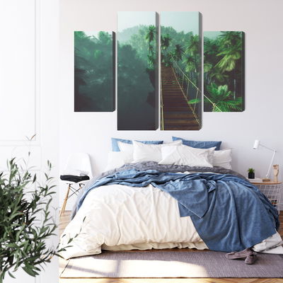 Ljuddämpande tavla - Rope bridge in the jungle 3d