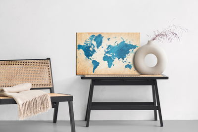 Ljuddämpande tavla - World map in blue tones