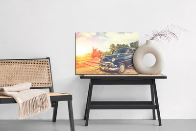 Ljuddämpande tavla - Black car in retro style
