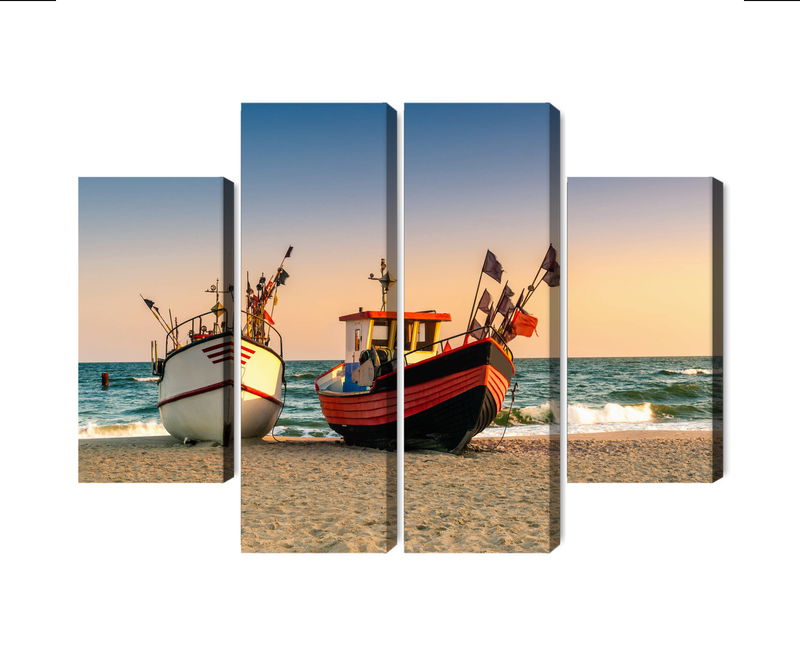 Ljuddämpande tavla - Fishing boats on the beach