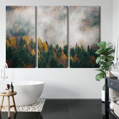 Ljuddämpande tavla - Autumn forest in fog 3d