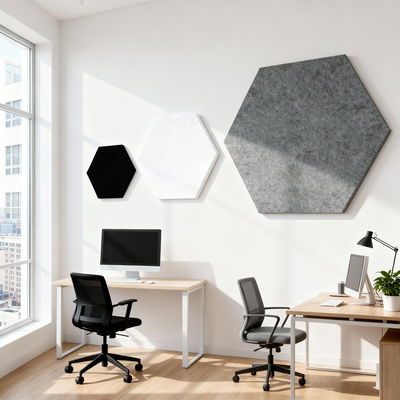 Ljudabsorbering till vägg - PES hexagon wall Ljudabsorbering till vägg - PES hexagon wall