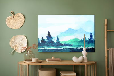 Ljuddämpande tavla - Watercolor mountain landscape