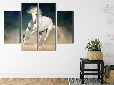 Ljuddämpande tavla - A white horse at a gallop
