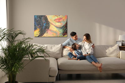 Ljuddämpande tavla - A female face in an abstract