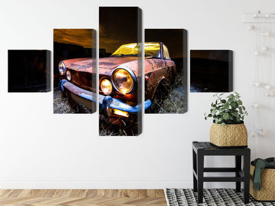 Ljuddämpande tavla - Old abandoned car 3d