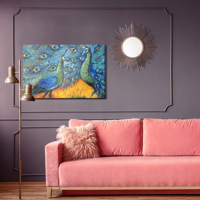 Ljuddämpande tavla - Colorful peacocks