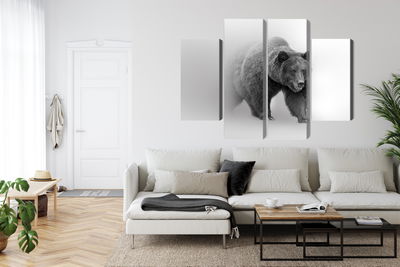 Ljuddämpande tavla - Bear in the fog 3d