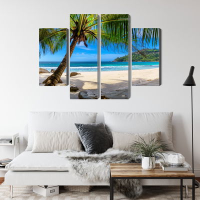 Ljuddämpande tavla - Tropical beach with 3d palm