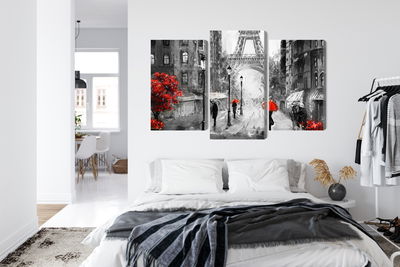 Ljuddämpande tavla - People with red umbrellas