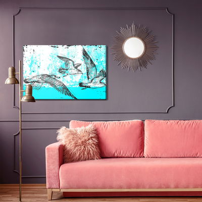 Ljuddämpande tavla - Drawn seagulls in retro style