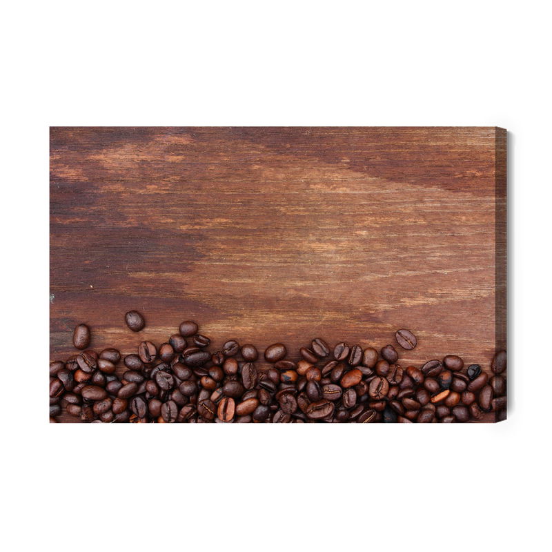Ljuddämpande tavla - Coffee beans on a wood