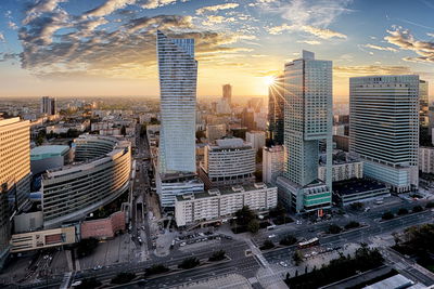 Ljuddämpande tavla - Warsaw skyscrapers at sunset