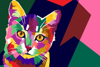 Ljuddämpande tavla - Colorful graphic cat