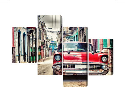 Ljuddämpande tavla - Red chevrolet car in retro