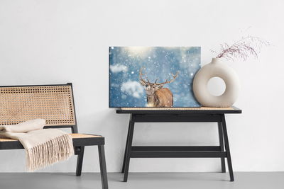 Ljuddämpande tavla - Deer and snowflakes