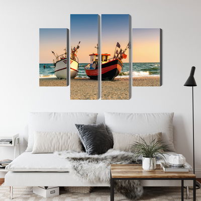 Ljuddämpande tavla - Fishing boats on the beach