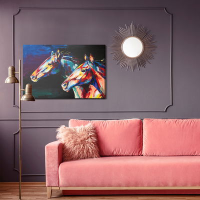 Ljuddämpande tavla - Colorful abstract horses