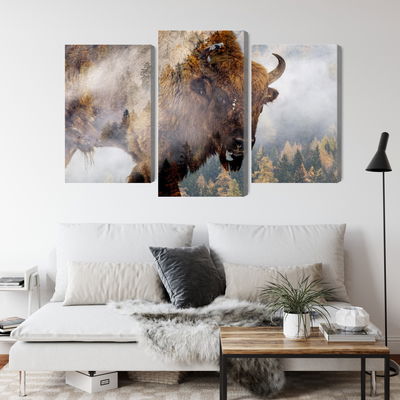 Ljuddämpande tavla - A bison on the background