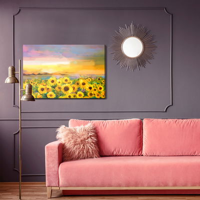 Ljuddämpande tavla - A landscape with sunflowers