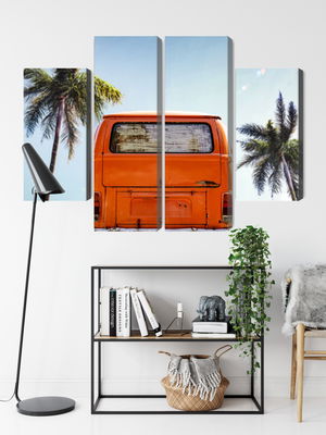 Ljuddämpande tavla - Retro car between palm trees