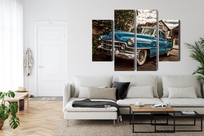 Ljuddämpande tavla - A blue cadillac eldorado