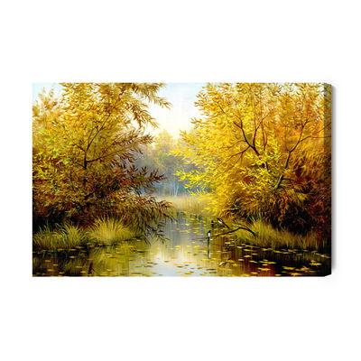 Ljuddämpande tavla - Autumn landscape with a lake