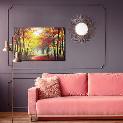 Ljuddämpande tavla - A forest landscape in autumn