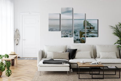 Ljuddämpande tavla - Rocky beach and 3d wooden