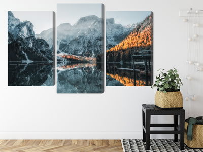 Ljuddämpande tavla - Italian lake braies 3d