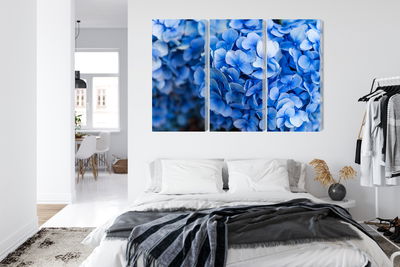 Ljuddämpande tavla - Blue hydrangea flowers close