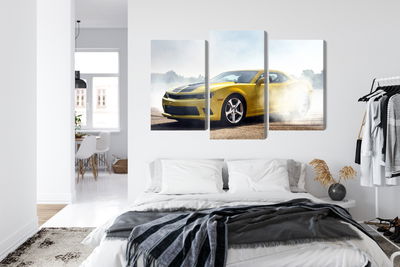 Ljuddämpande tavla - 3d drifting yellow car