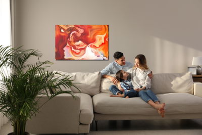 Ljuddämpande tavla - Red abstraction with face