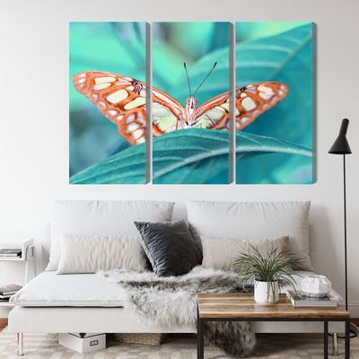 Ljuddämpande tavla - A butterfly on a leaf