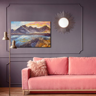 Ljuddämpande tavla - Painted mountain landscape