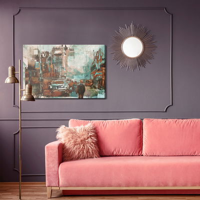 Ljuddämpande tavla - Colored abstract city