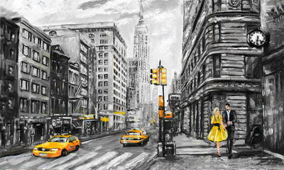 Ljuddämpande tavla - View of the street of new