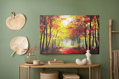 Ljuddämpande tavla - A forest landscape in autumn