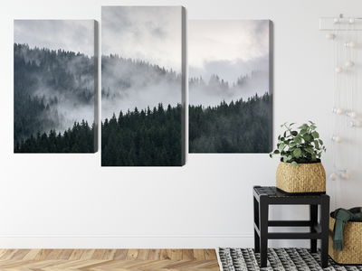 Ljuddämpande tavla - Misty 3d forest landscape