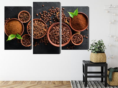 Ljuddämpande tavla - Ground coffee and beans