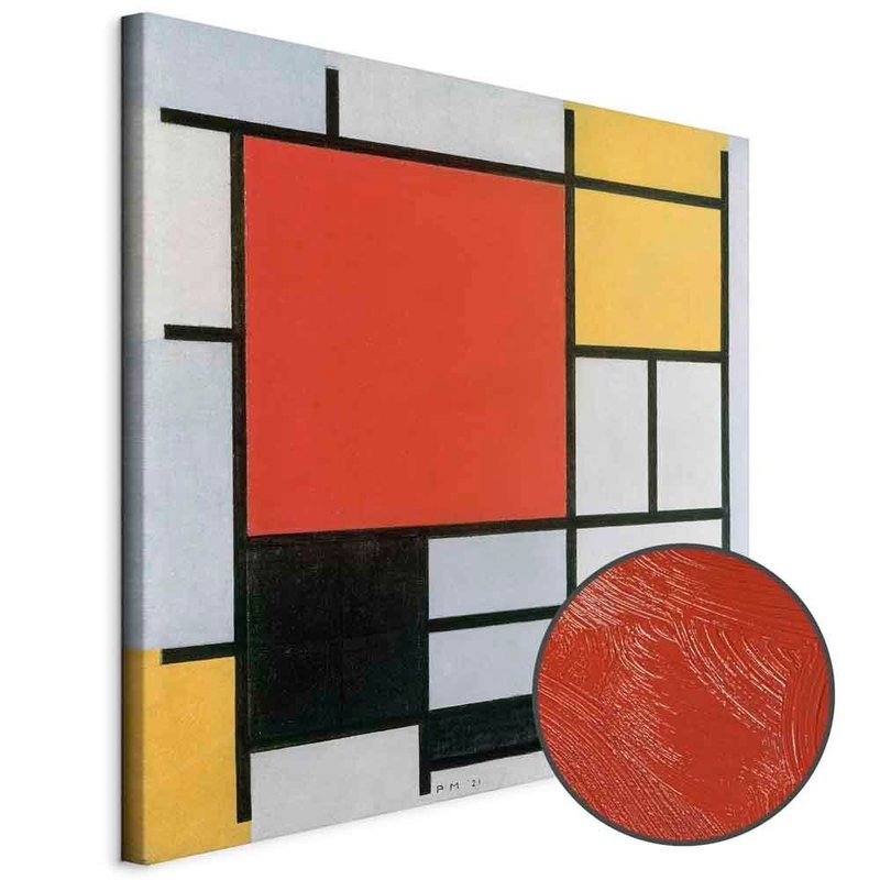 Produktvy av Piet mondrian composition. En rund detaljförstoring visar den strukturerade gelytan.