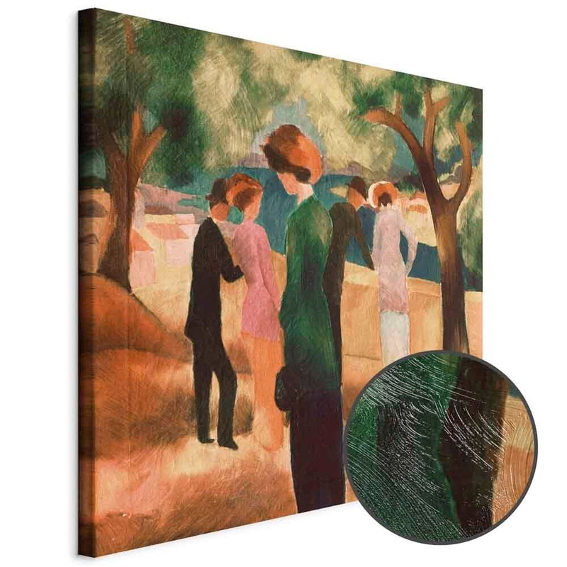 Produktvy av August macke lady in green. En rund detaljförstoring visar den strukturerade gelytan.