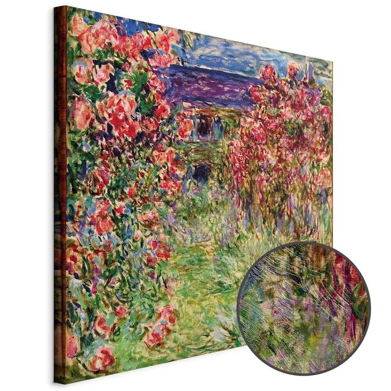 Produktvy av Claude monet la maison dans. En rund detaljförstoring visar den strukturerade gelytan.